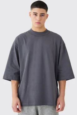 Oversized Half Sleeve Heavy Layed On Neck Carded T-shirt | BoohooMAN UK