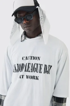 Oversized Half Sleeve Heavyweight Printed Nibbling T-shirt | BoohooMAN UK