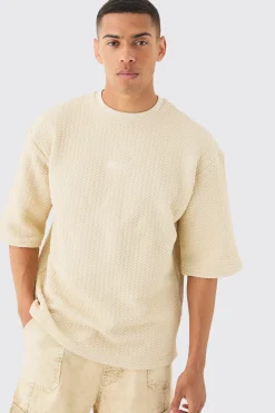 Oversized Half Sleeve Herringbone Man T-shirt | BoohooMAN UK