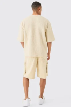 Oversized Half Sleeve Herringbone Man T-shirt | BoohooMAN UK