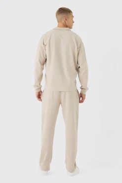 Oversized Half Sleeve Interlock Rugby Polo And Jogger Set | BoohooMAN UK
