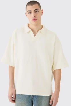 Oversized Half Sleeve Rugby Revere Sweatshirt | BoohooMAN UK