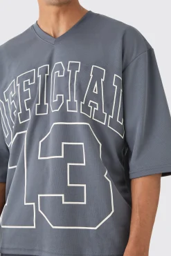 Oversized Half Sleeve V Neck Mesh T-shirt | BoohooMAN UK