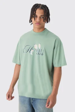 Oversized Health Club Wash Back Print T-Shirt | BoohooMAN UK