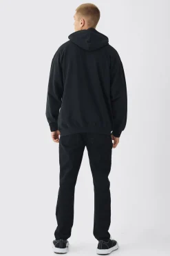 Oversized Heart Embroidered Pocket Hoodie | BoohooMAN UK