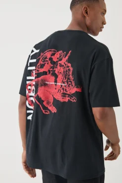 Oversized Heavy Back Print Nobility Renaissance T-shirt | BoohooMAN UK