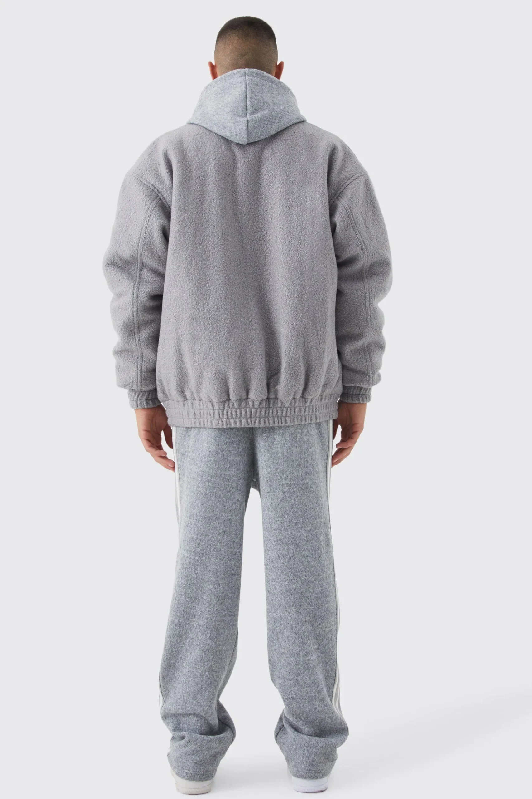 Oversized Heavy Boucle Textured Bomber | BoohooMAN UK