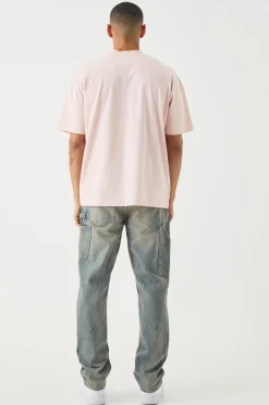 Oversized Heavy Extended Jacqaurd Neck T-shirt | BoohooMAN UK