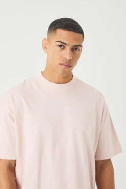 Oversized Heavy Extended Jacqaurd Neck T-shirt | BoohooMAN UK