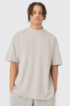 Oversized Heavy Extended Jacquard Neck T-shirt | BoohooMAN UK