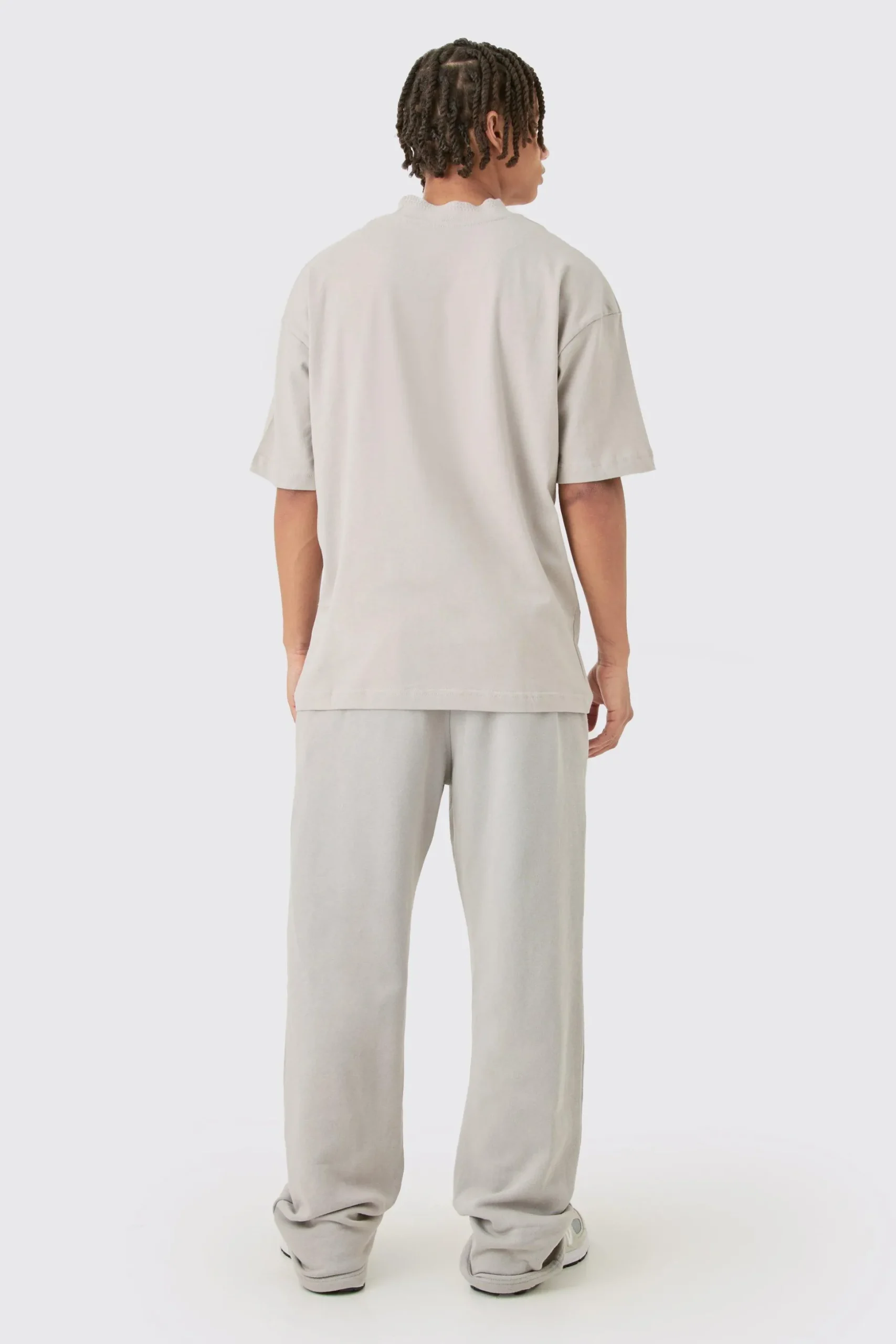 Oversized Heavy Extended Jacquard Neck T-shirt | BoohooMAN UK