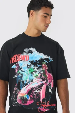 Oversized Heavy Extended Neck Horse Print T-shirt | BoohooMAN UK