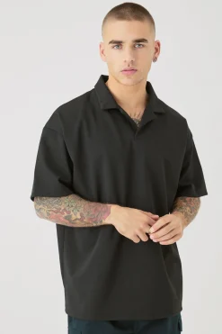 Oversized Heavy Premium Revere Polo | BoohooMAN UK