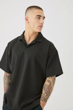 Oversized Heavy Premium Revere Polo | BoohooMAN UK