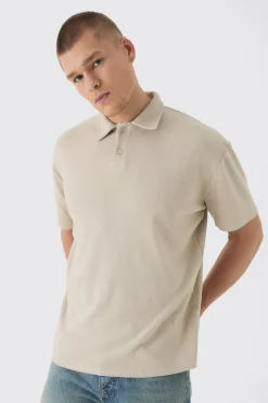 Oversized Heavy Rib Washed Polo | BoohooMAN UK