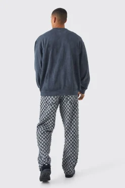 Oversized Heavy Washed Double Neck Sweatshirt | BoohooMAN UK