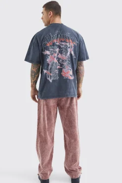 Oversized Heavy Washed Graphic T-shirt | BoohooMAN UK