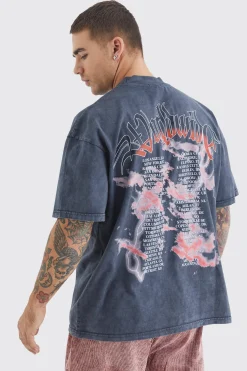 Oversized Heavy Washed Graphic T-shirt | BoohooMAN UK