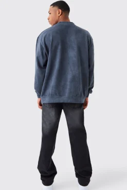 Oversized Heavy Washed Graphic Sweatshirt | BoohooMAN UK