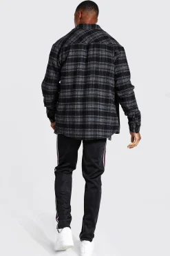 Oversized Heavy Weight Check Overshirt | BoohooMAN UK