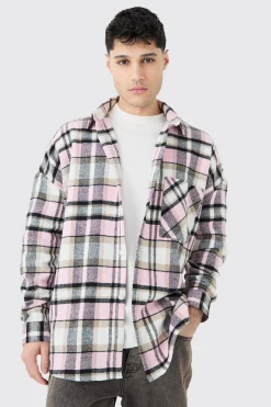 Oversized Heavy Weight Check Overshirt | BoohooMAN UK