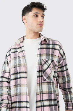 Oversized Heavy Weight Check Overshirt | BoohooMAN UK