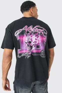 Oversized Heavyweight 13 Skull Graphic T-shirt | BoohooMAN UK