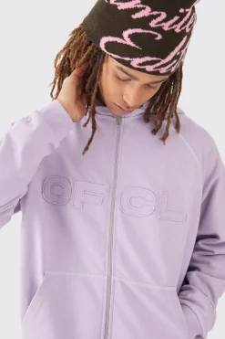Oversized Heavyweight Applique Contrast Stitch Tracksuit | BoohooMAN UK