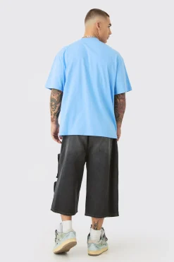 Oversized Heavyweight BM Cross Embroidered T-shirt | BoohooMAN UK