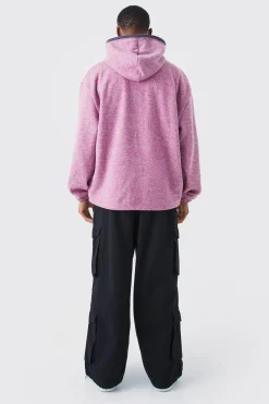 Oversized Heavyweight Brushed Zip Up Hoodie | BoohooMAN UK