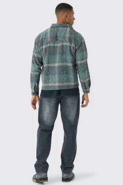 Oversized Heavyweight Brushed Check Overshirt | BoohooMAN UK
