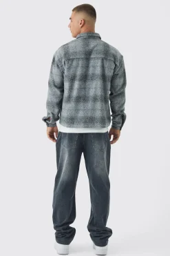Oversized Heavyweight Brushed Check Overshirt | BoohooMAN UK