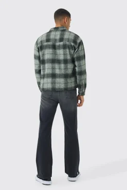 Oversized Heavyweight Brushed Check Overshirt | BoohooMAN UK