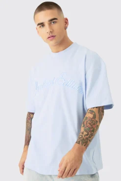 Oversized Heavyweight 3D Limited Embroidered T-Shirt | BoohooMAN UK