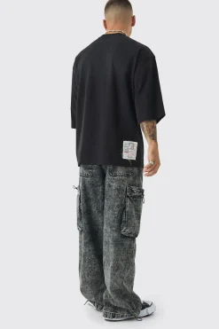 Oversized Heavyweight Distressed Applique T-Shirt | BoohooMAN UK
