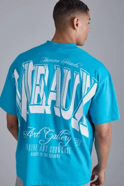 Oversized Heavyweight Extended Neck Meaux Graphic T-shirt | BoohooMAN UK