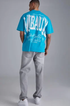 Oversized Heavyweight Extended Neck Meaux Graphic T-shirt | BoohooMAN UK
