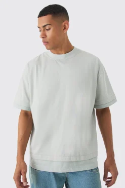Oversized Heavyweight Faux Layer Vintage Wash T-shirt | BoohooMAN UK