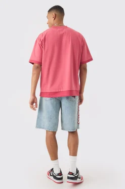 Oversized Heavyweight Faux Layer Vintage Wash T-shirt | BoohooMAN UK