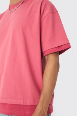 Oversized Heavyweight Faux Layer Vintage Wash T-shirt | BoohooMAN UK