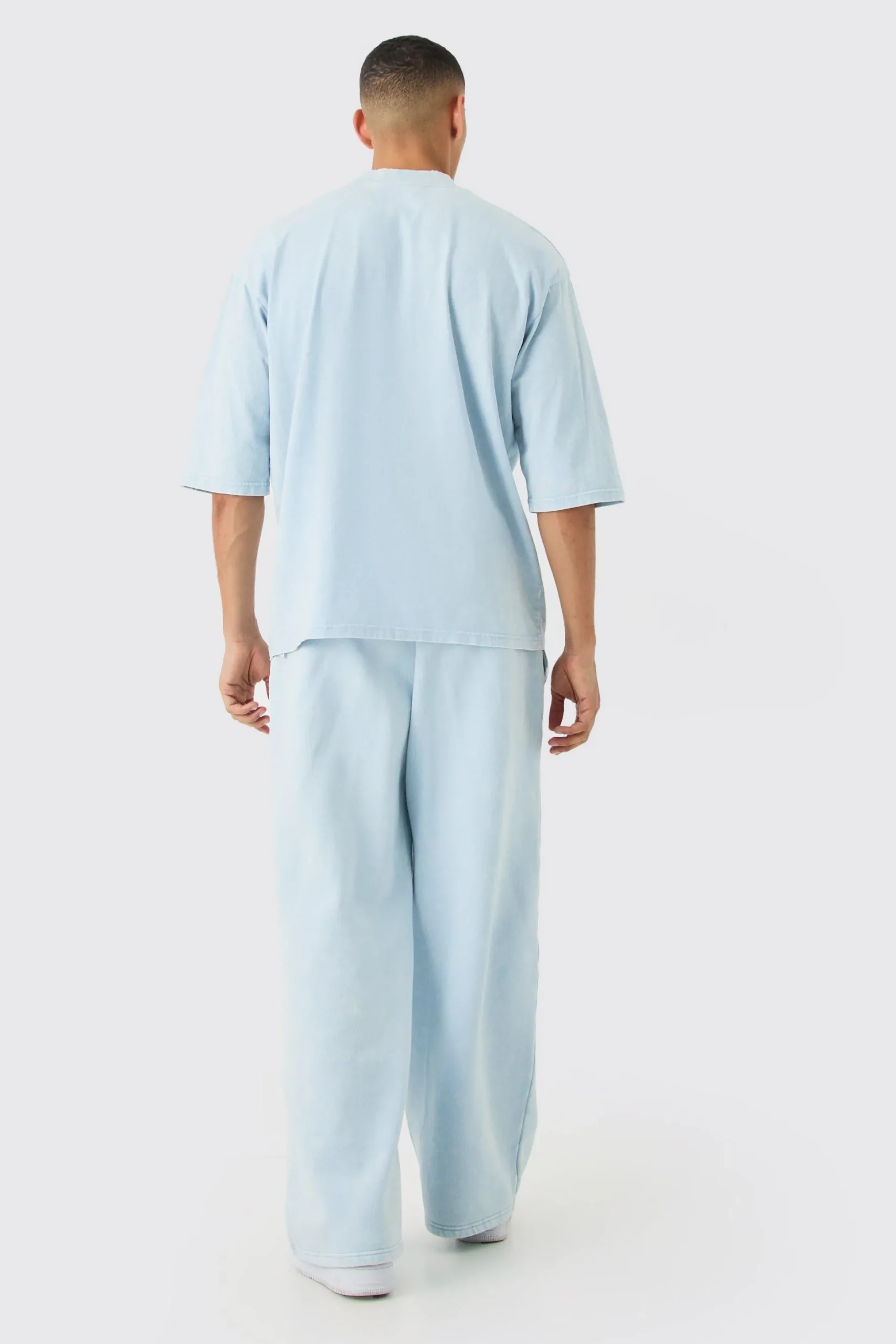 Oversized Heavyweight Half Sleeve Acid Applique Tracksuit | BoohooMAN UK