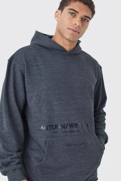 Oversized Heavyweight Loopback Printed Hoodie | BoohooMAN UK