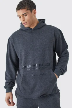 Oversized Heavyweight Loopback Printed Hoodie | BoohooMAN UK