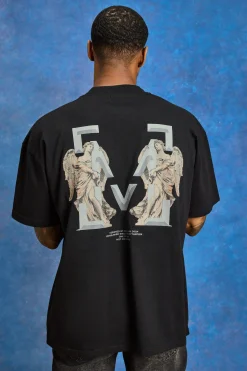 Oversized Heavyweight 'M' Cherub T-shirt | BoohooMAN UK
