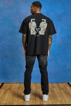 Oversized Heavyweight 'M' Cherub T-shirt | BoohooMAN UK