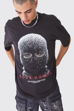Oversized Heavyweight Mask Graphic T-shirt | BoohooMAN UK