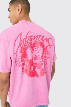 Oversized Heavyweight Overdyed Graphic T-shirt | BoohooMAN UK
