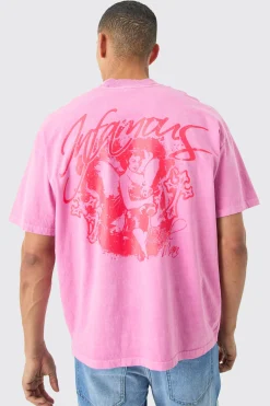 Oversized Heavyweight Overdyed Graphic T-shirt | BoohooMAN UK