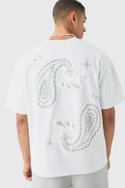 Oversized Heavyweight Paisley Applique T-shirt | BoohooMAN UK