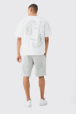 Oversized Heavyweight Paisley Applique T-shirt | BoohooMAN UK